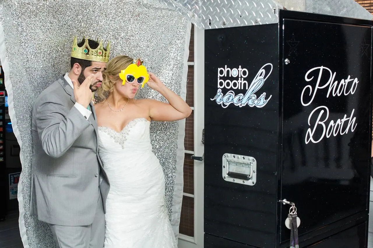 Open-air glam photo booth setup at a Fort Lauderdale wedding